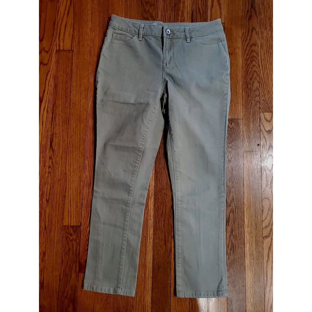 Liz Claiborne Sage Green‎ Straight Leg Stretch Pants Womens 8P PETITE Mid Rise
